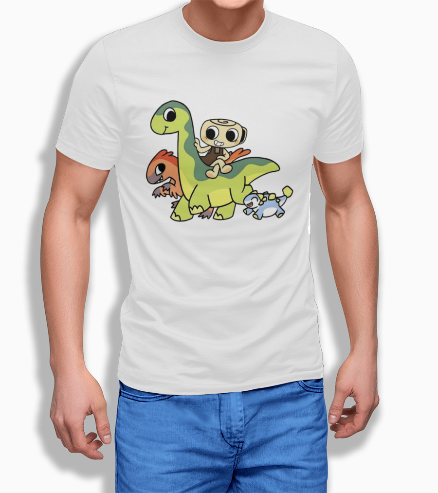 Cinnamon Roll Riding Dinosaurs Cute Cartoon Characters T-Shirt
