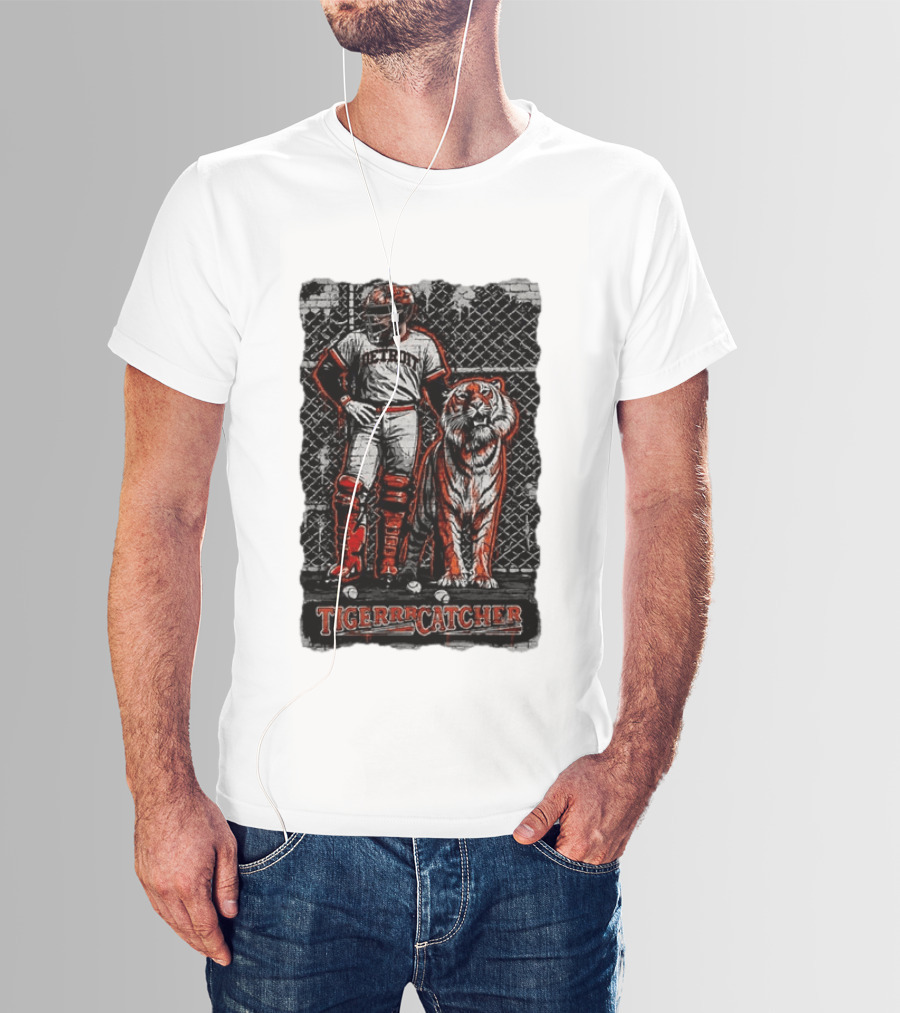 Detroit Tigerrcatcher Baseball Apparel Tiger & Catcher T-Shirt