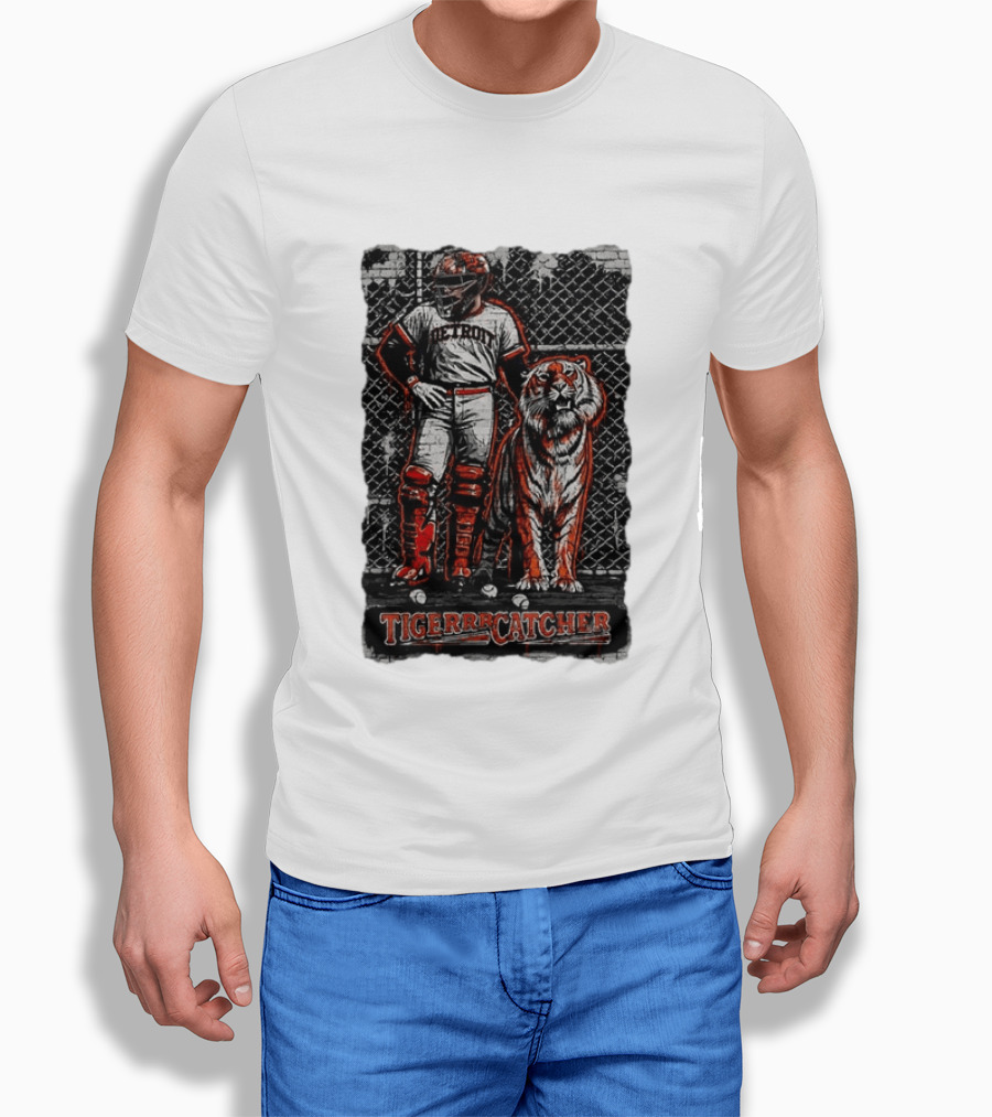 Detroit Tigerrcatcher Baseball Apparel Tiger & Catcher T-Shirt