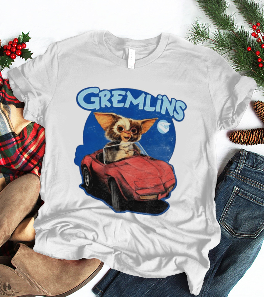 Gizmo Gremlins Driving Red Sports Car Retro Movie Fan T-Shirt