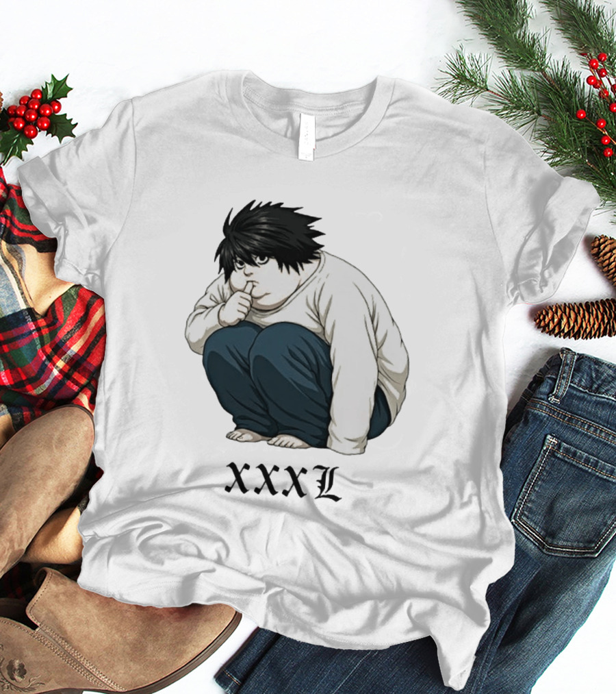 L Lawliet Xxxl Meme Anime Character Sitting Pose T-Shirt