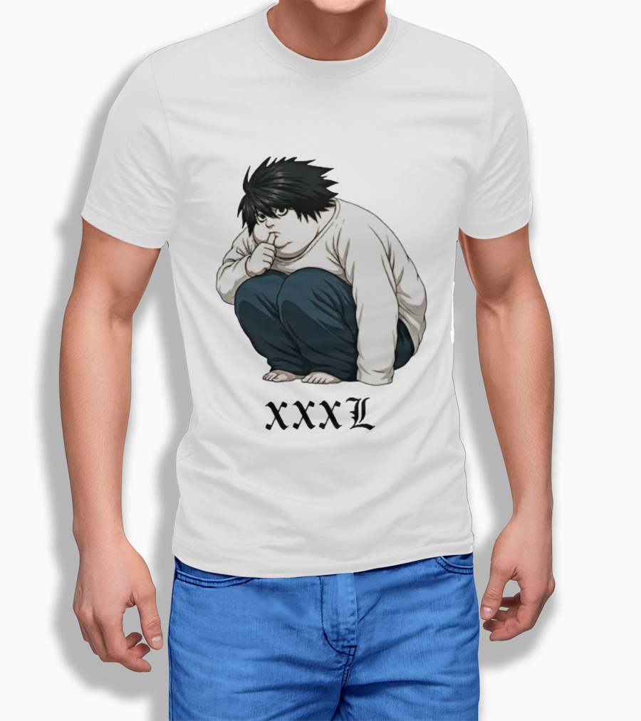 L Lawliet Xxxl Meme Anime Character Sitting Pose T-Shirt