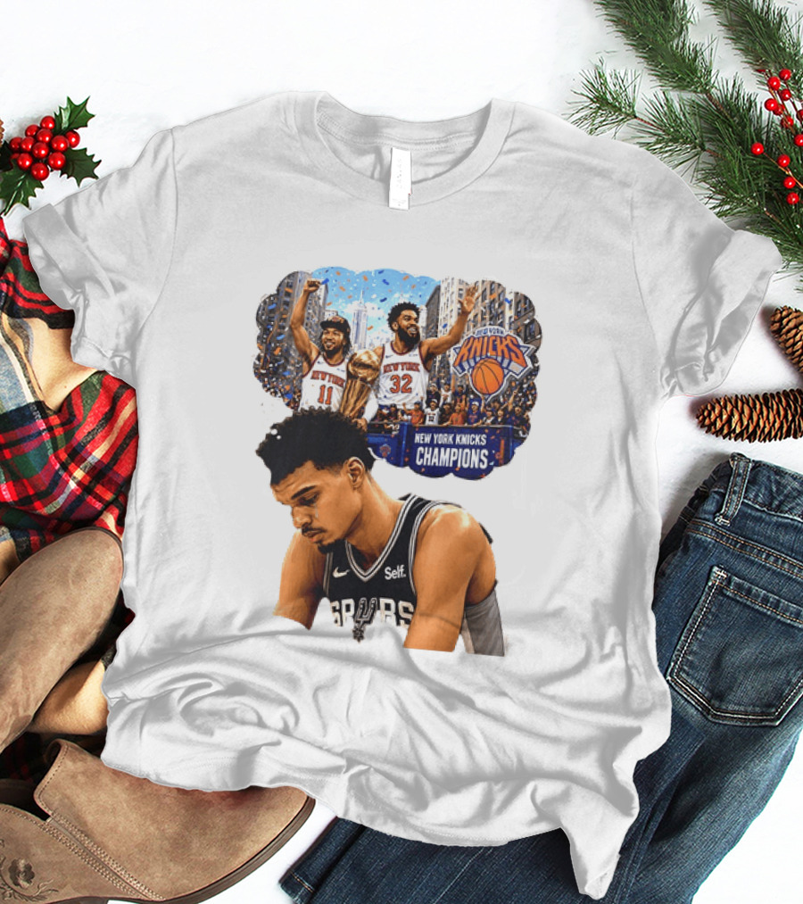 Victor Wembanyama Spurs Dreaming Jalen Brunson Karl Anthony Towns Knicks Champions T-Shirt