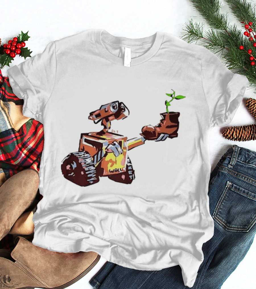Pixar WALL E Holding Boot With Plant Iconic Scene T-Shirt