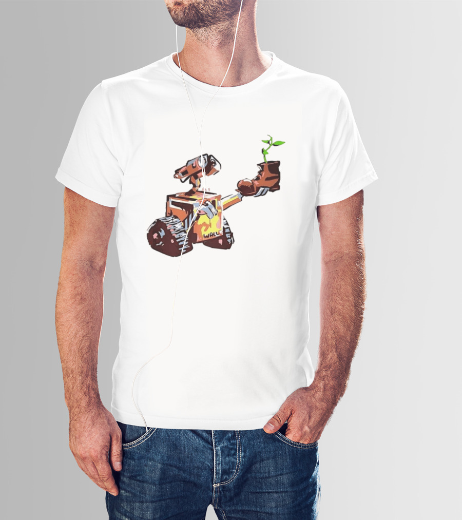 Pixar WALL E Holding Boot With Plant Iconic Scene T-Shirt