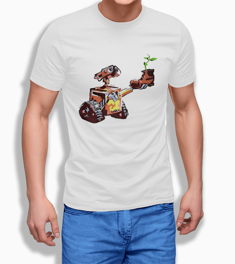 Pixar WALL E Holding Boot With Plant Iconic Scene T-Shirt