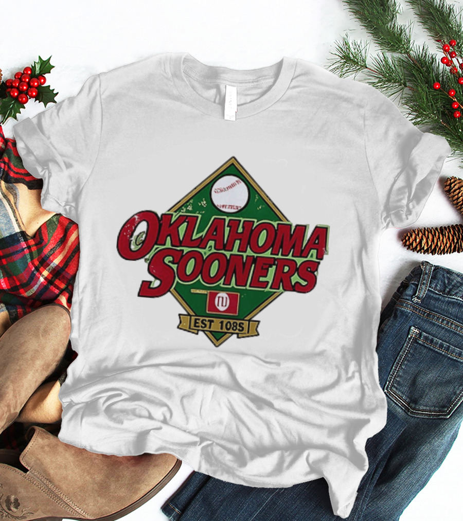 Oklahoma Sooners NCAA Baseball Est 108S Red Green Sports T-Shirt