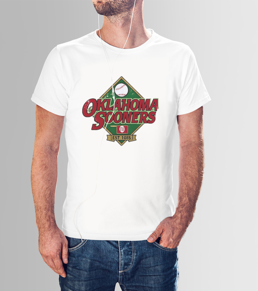 Oklahoma Sooners NCAA Baseball Est 108S Red Green Sports T-Shirt