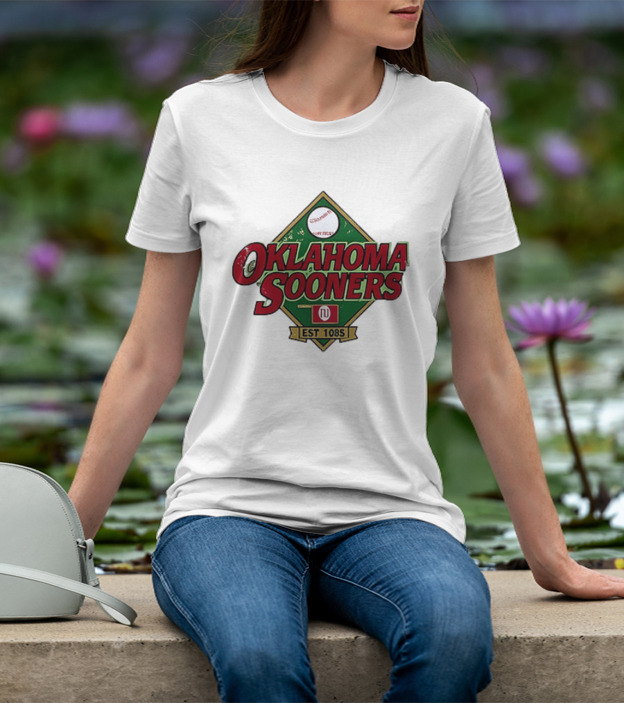 Oklahoma Sooners NCAA Baseball Est 108S Red Green Sports T-Shirt