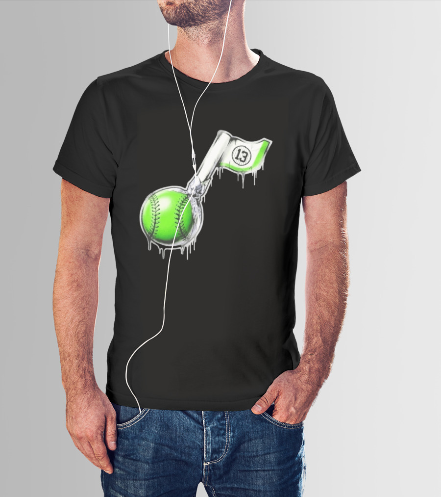 13 Baseball Lollipop Dripping Ice Cream Green Ball T-Shirt