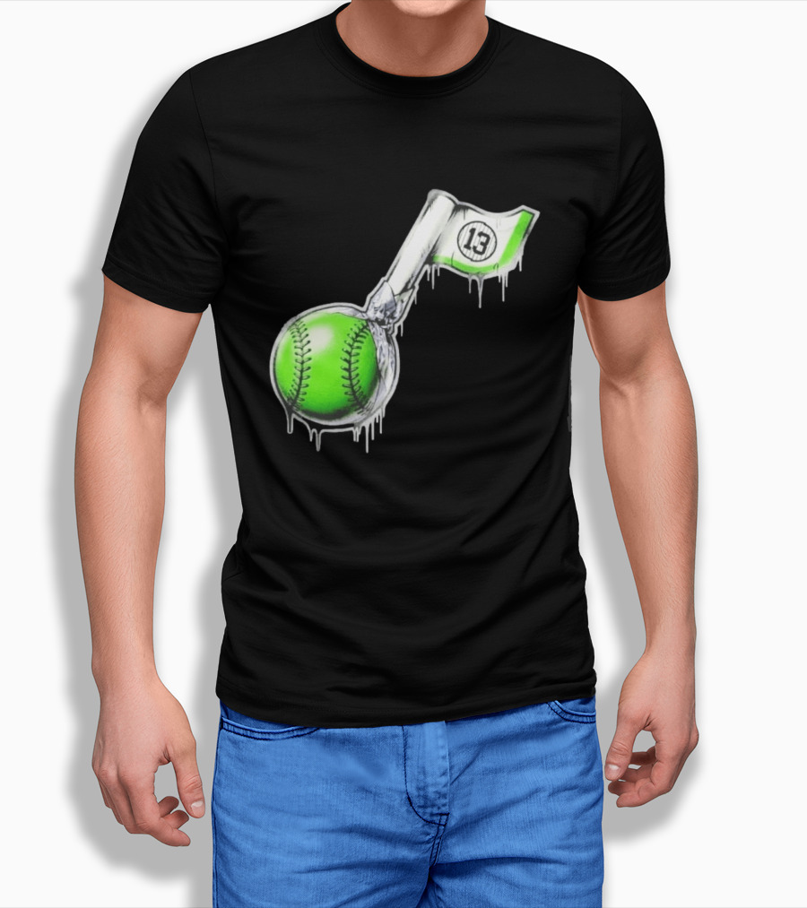 13 Baseball Lollipop Dripping Ice Cream Green Ball T-Shirt