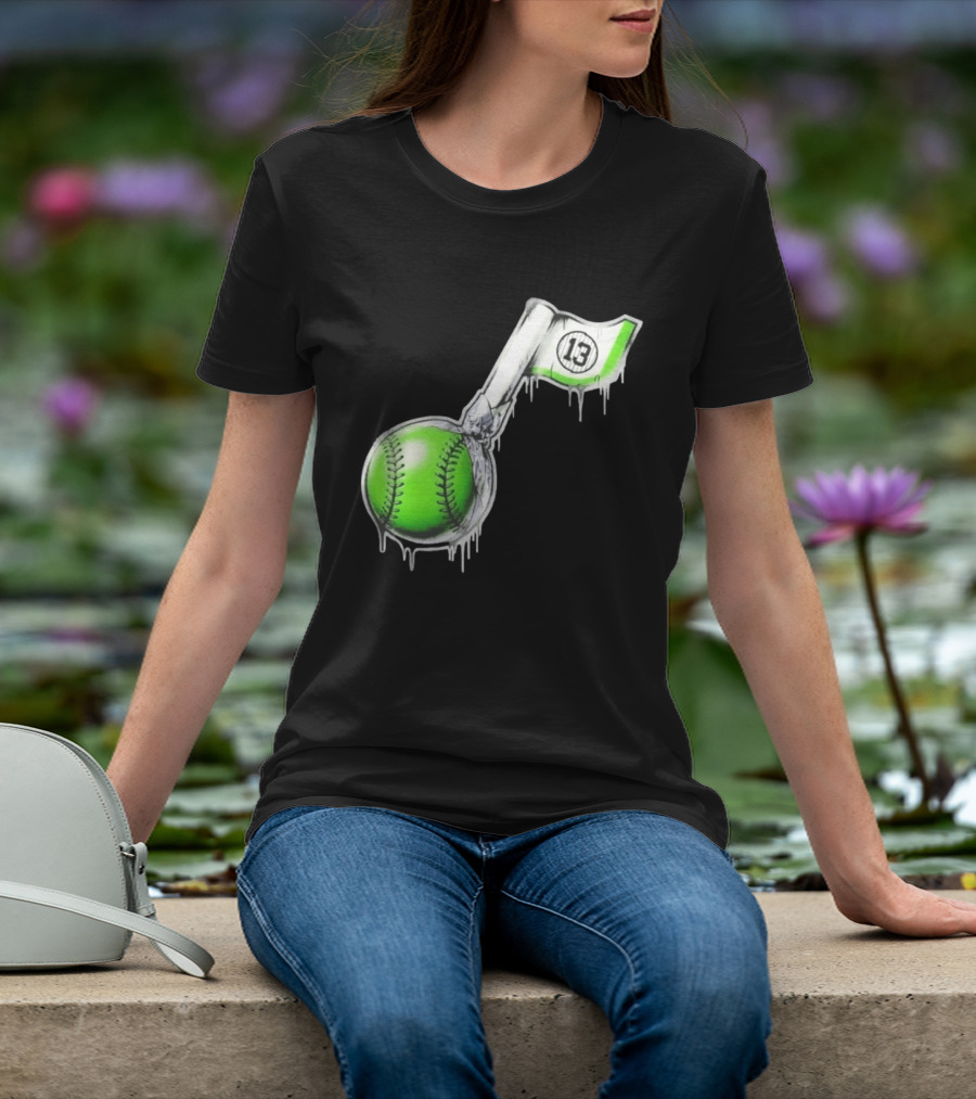 13 Baseball Lollipop Dripping Ice Cream Green Ball T-Shirt
