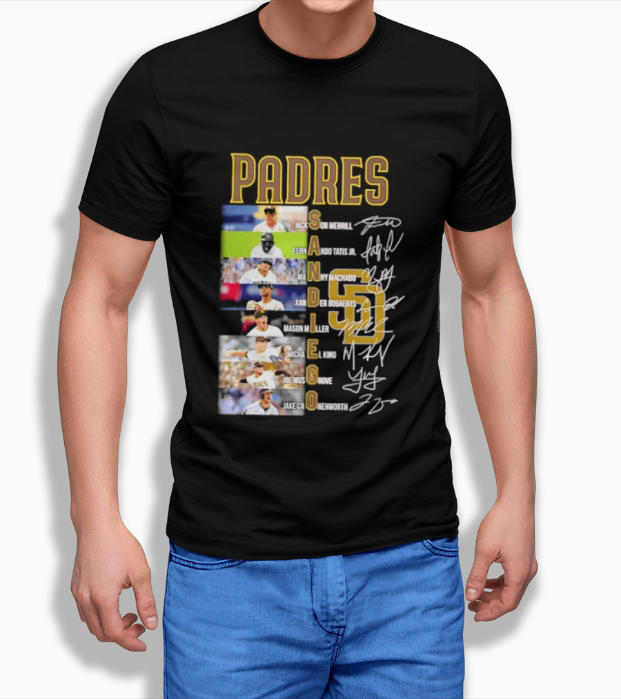 Padres San Diego Jackson Merrill Fernando Tatis Jr Manny Machado MLB Team Logos T-Shirt