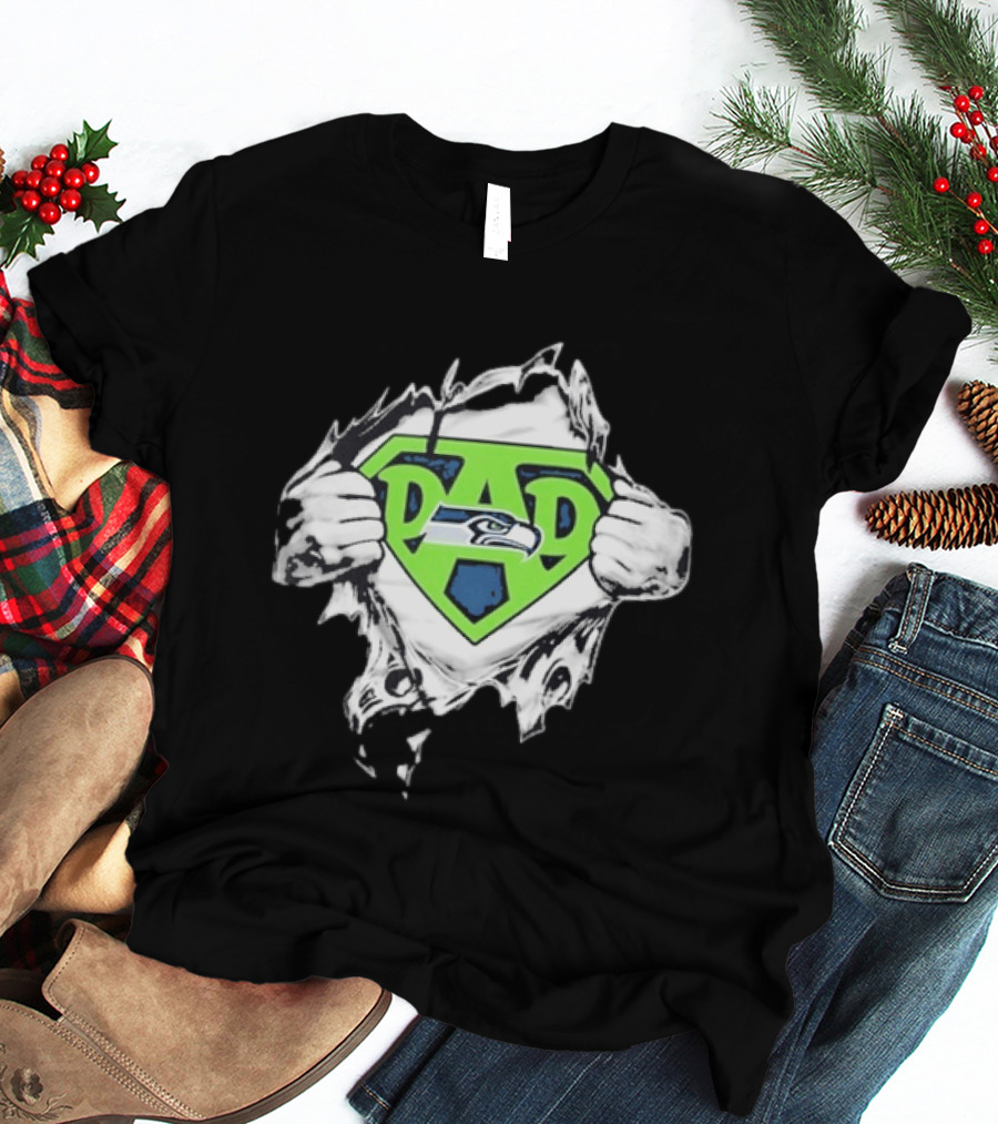 Seattle Seahawks Super Dad Ripped Chest DAD T-Shirt