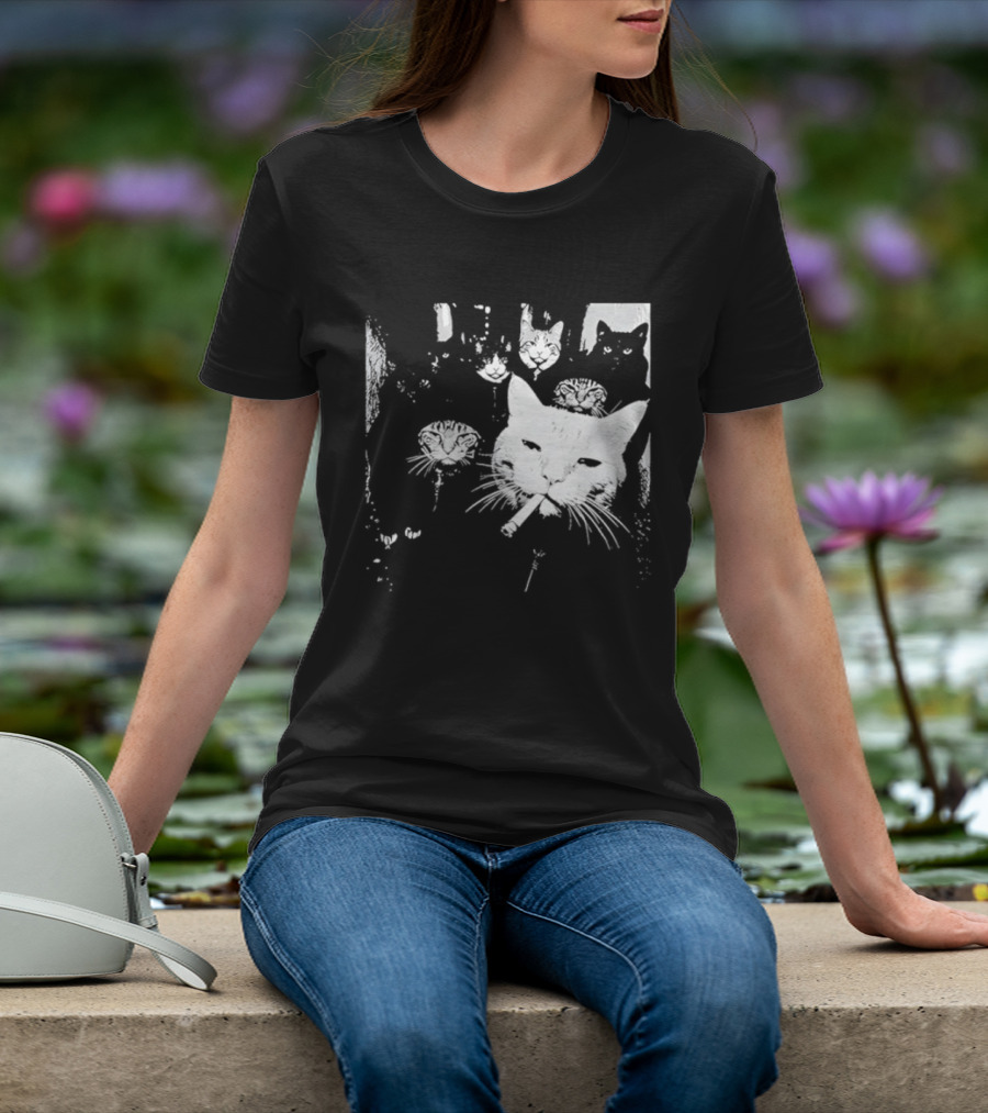Smoking Cats Street Gang Hardened Feline Crew Members Motorcycle Club T-Shirt