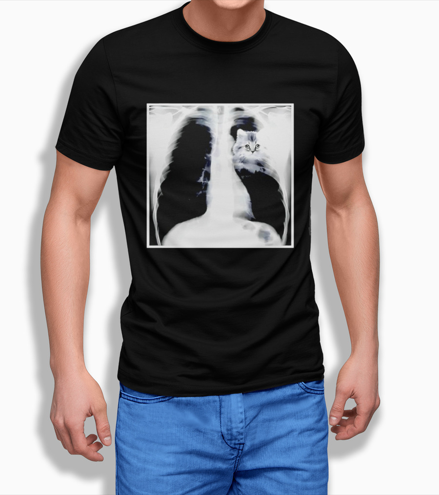 Kitten Chest X Ray Discovery Funny Cat Inside Joke T-Shirt