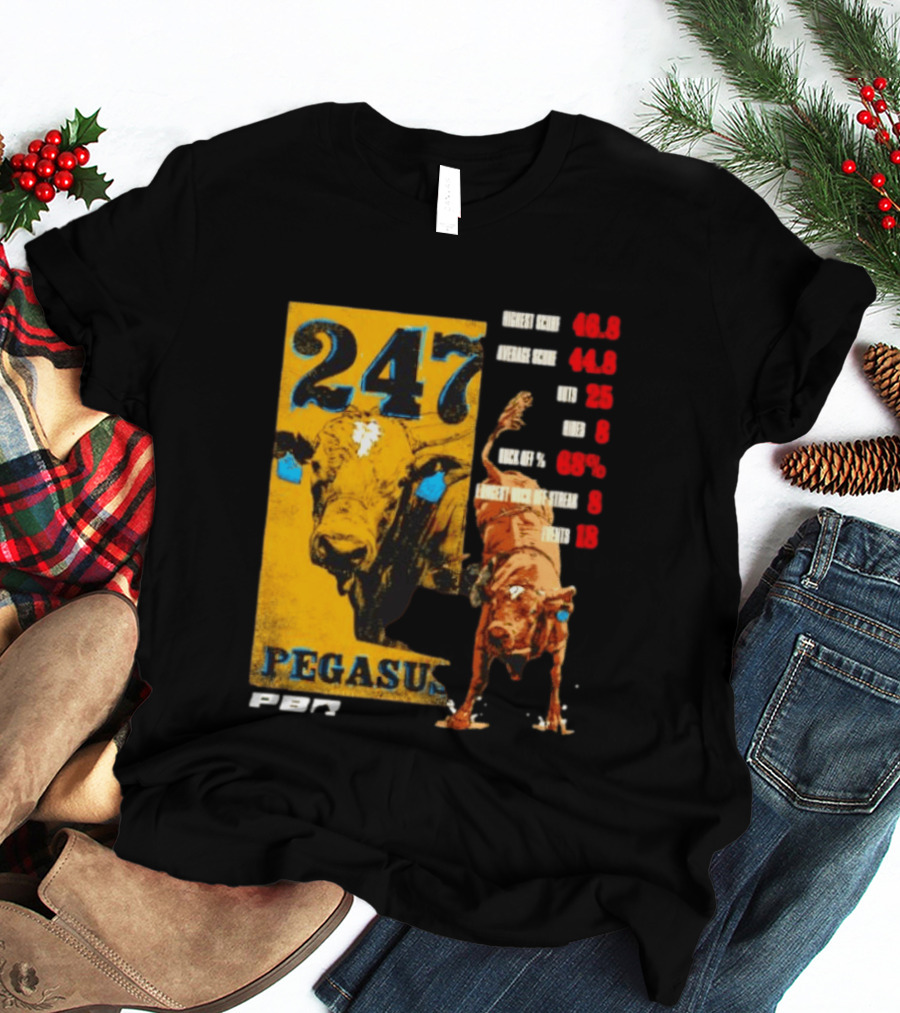Pegasus 247 PBR Bull Riding Outs Stats Highest Average Score T-Shirt