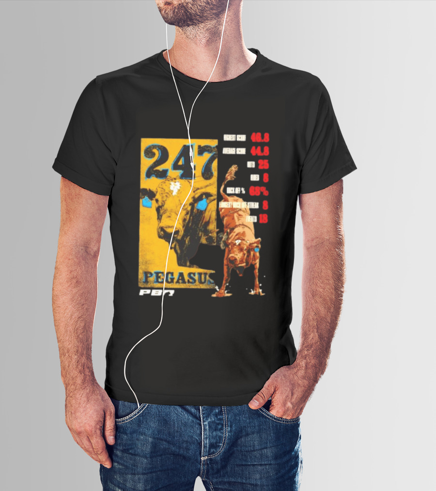 Pegasus 247 PBR Bull Riding Outs Stats Highest Average Score T-Shirt
