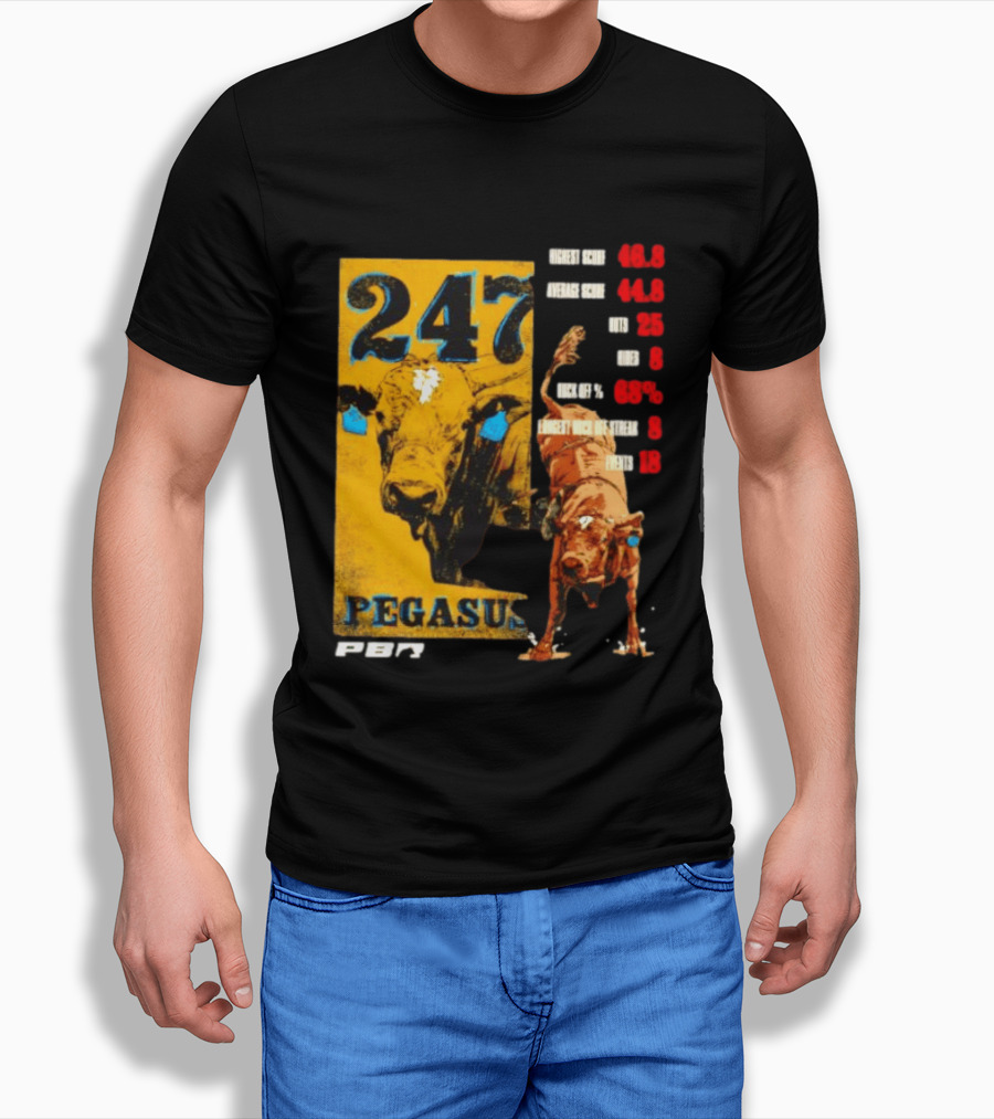 Pegasus 247 PBR Bull Riding Outs Stats Highest Average Score T-Shirt