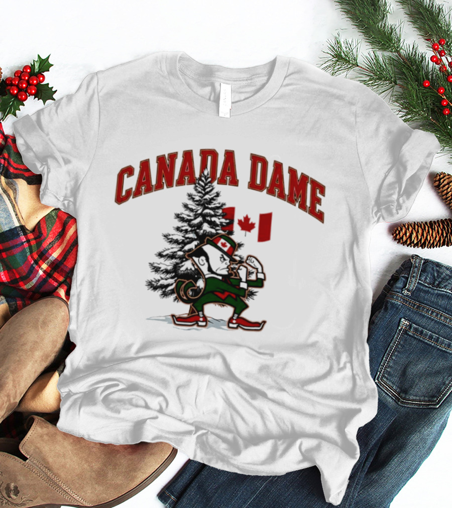 Canada Dame Irish Tree With Fighting Leprechaun And Maple Leaf T-Shirt