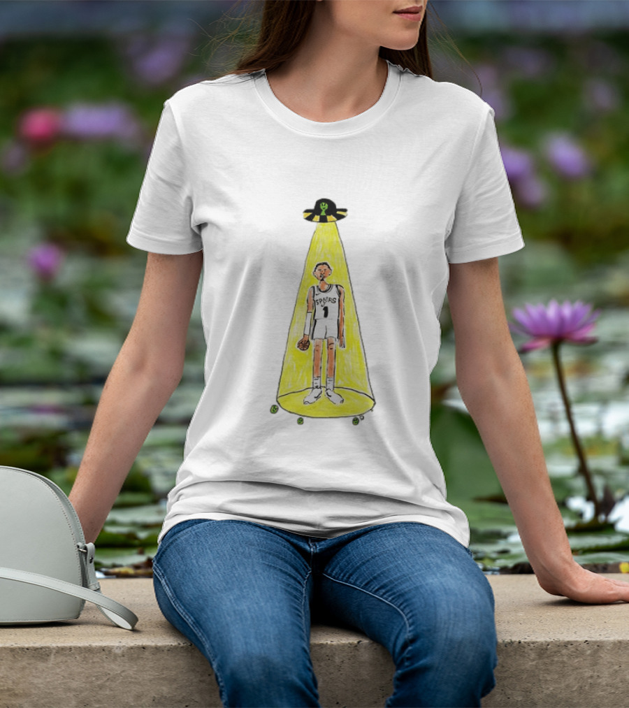 Victor Wembanyama Spurs NBA Out Of This World Alien Abduction Doodle T-Shirt