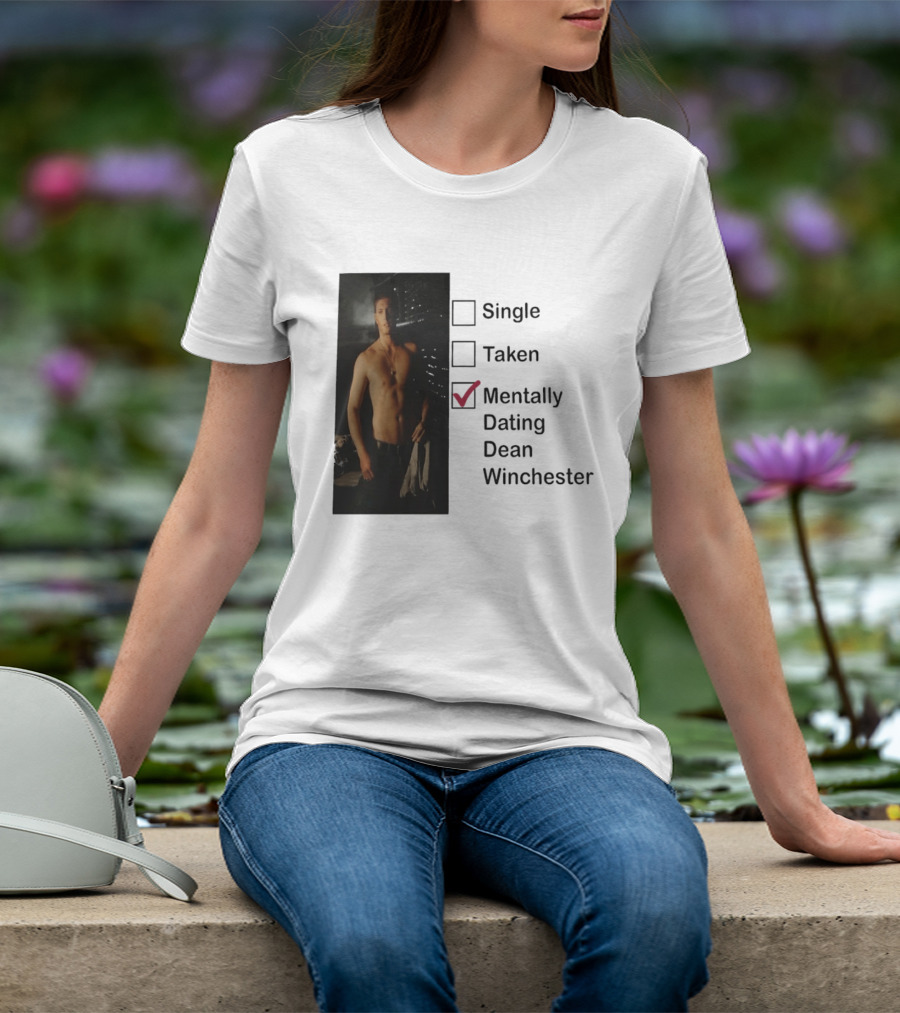 Jensen Ackles Less Mentally Dating Dean Winchester Single Taken Checked T-Shirt