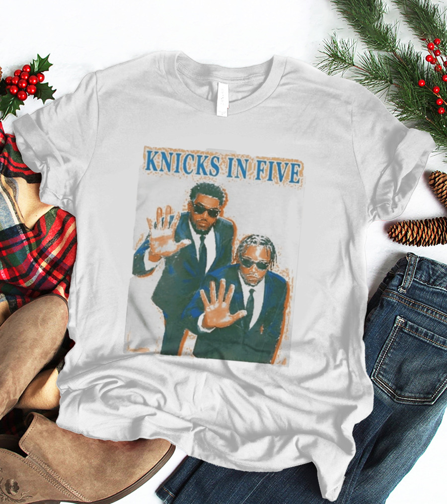 Knicks In Five Mikal Bridges Og Anunoby Players In Suits T-Shirt