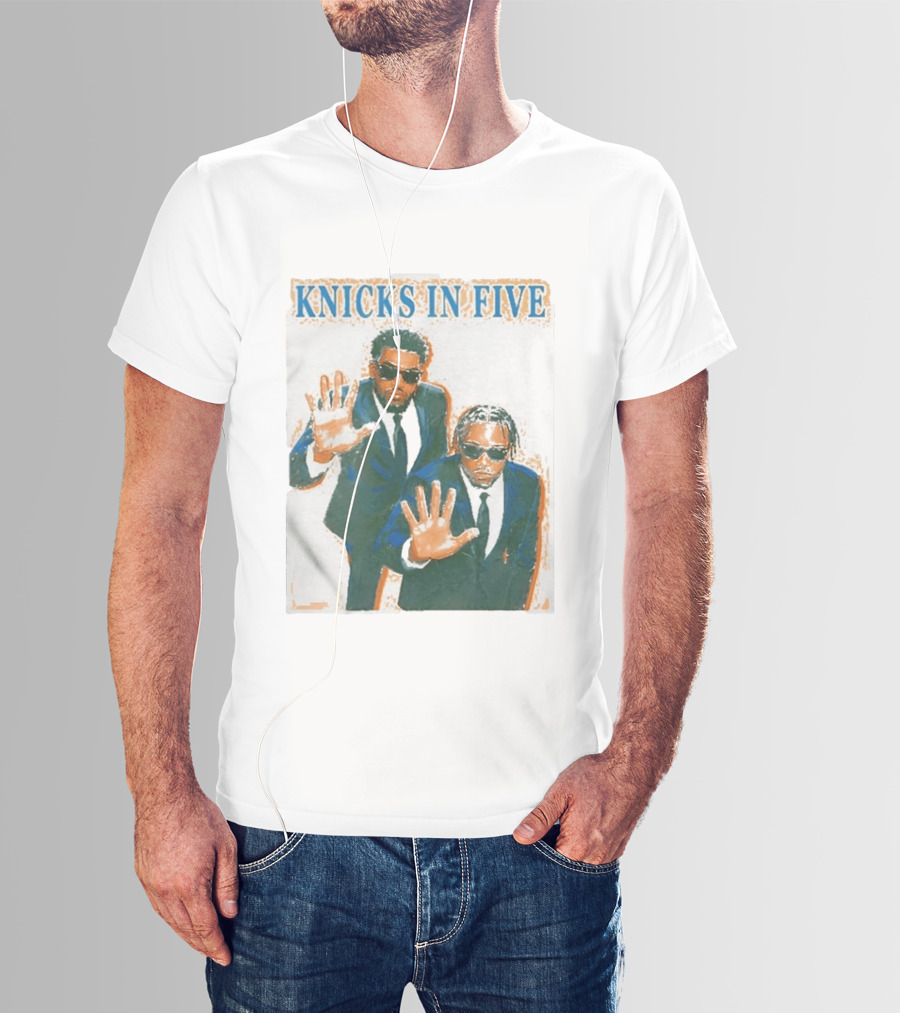 Knicks In Five Mikal Bridges Og Anunoby Players In Suits T-Shirt