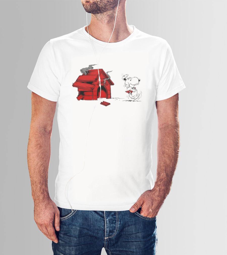 Krypto The Superdog Peanuts Snoopy Comic Book House Destruction Scene T-Shirt