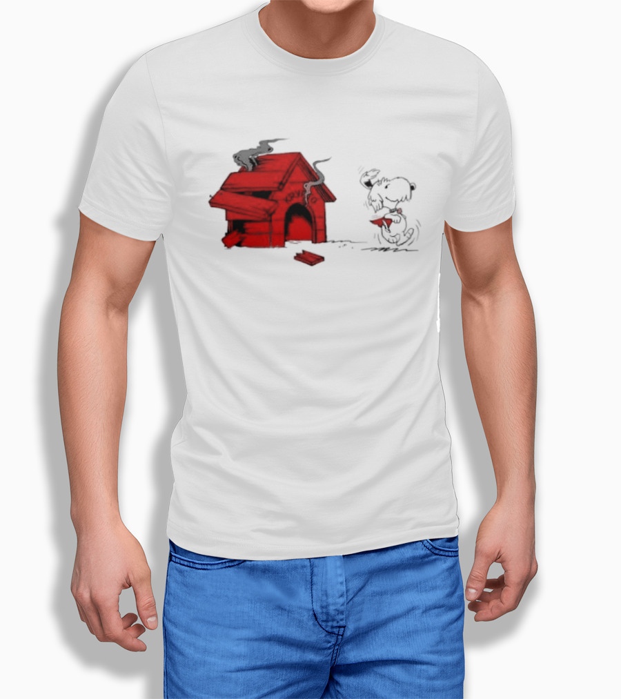 Krypto The Superdog Peanuts Snoopy Comic Book House Destruction Scene T-Shirt