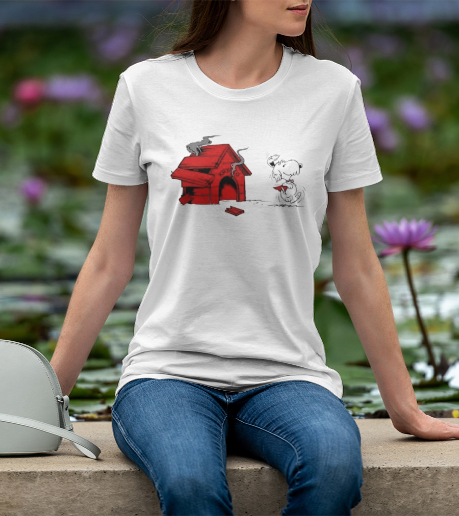 Krypto The Superdog Peanuts Snoopy Comic Book House Destruction Scene T-Shirt