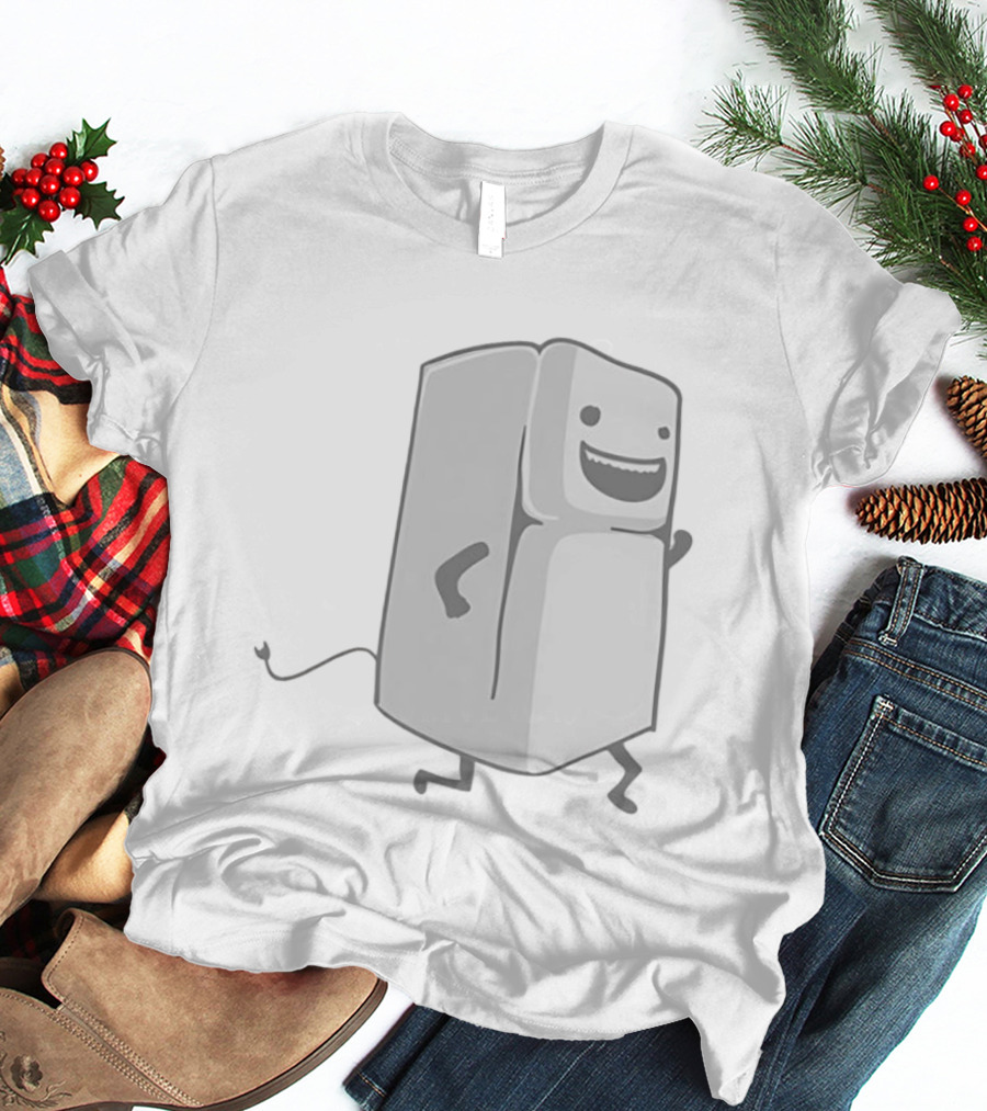 Refrigerator Running Cartoon Funny Playful Fridge T-Shirt