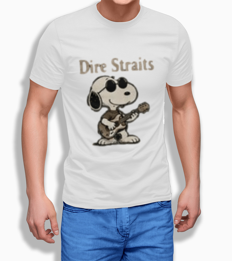 Snoopy Dire Straits Follow The Rhythm Trust The Road Enjoy The Ride Vintage Character Playing Guitar T-Shirt