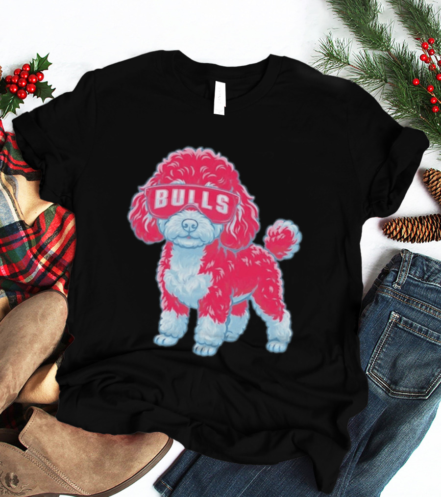 Chicago Bulls Poodle Cartoon Glasses T-Shirt