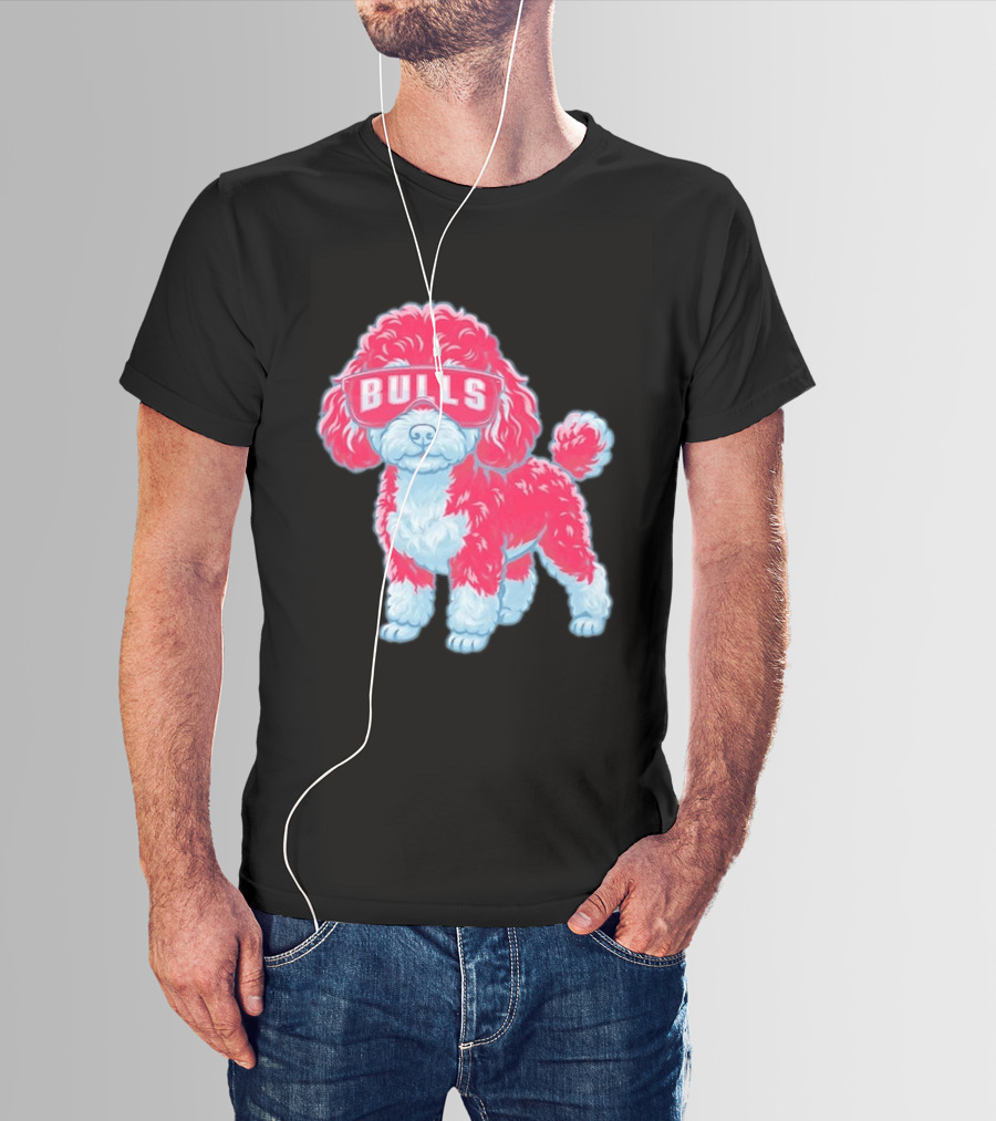 Chicago Bulls Poodle Cartoon Glasses T-Shirt