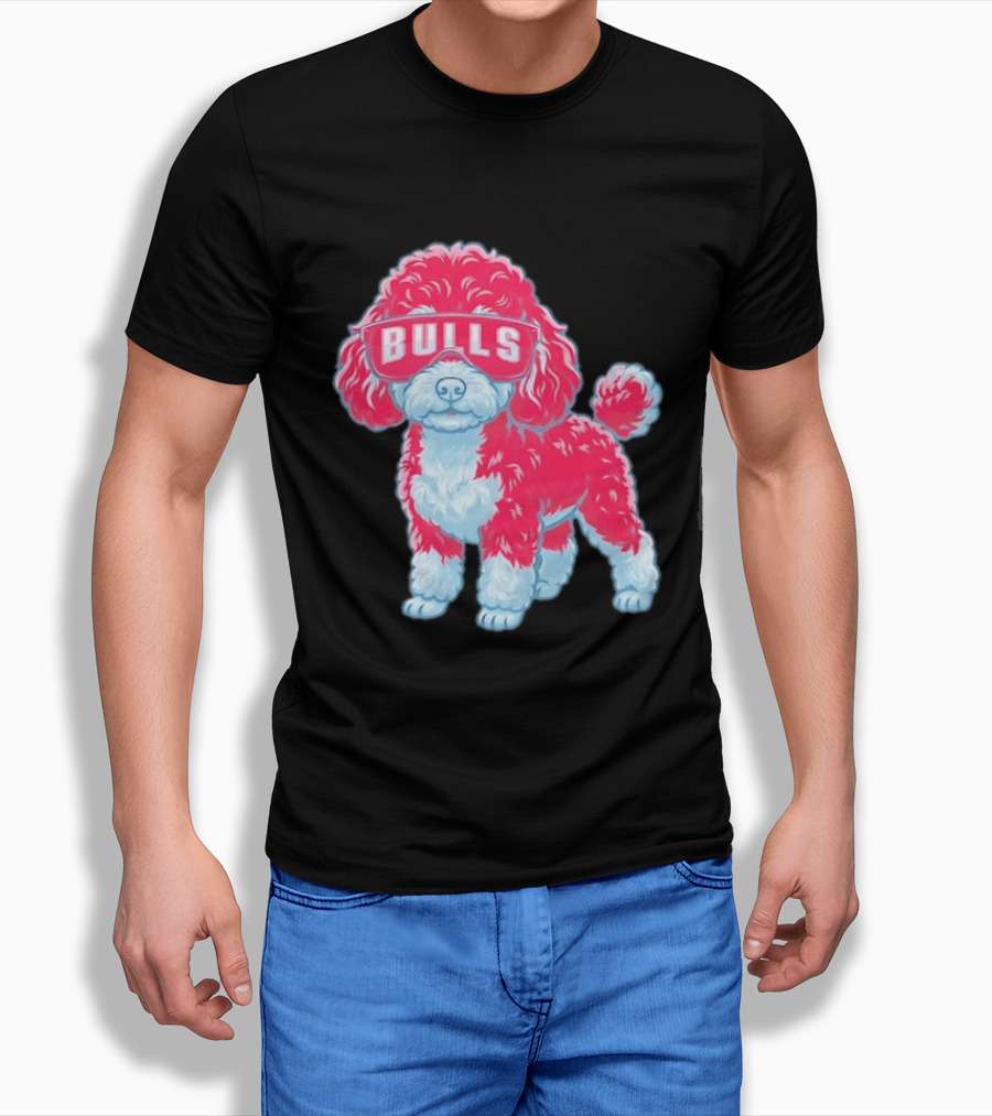 Chicago Bulls Poodle Cartoon Glasses T-Shirt