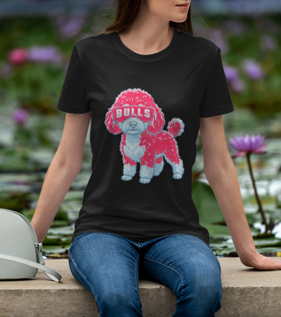 Chicago Bulls Poodle Cartoon Glasses T-Shirt