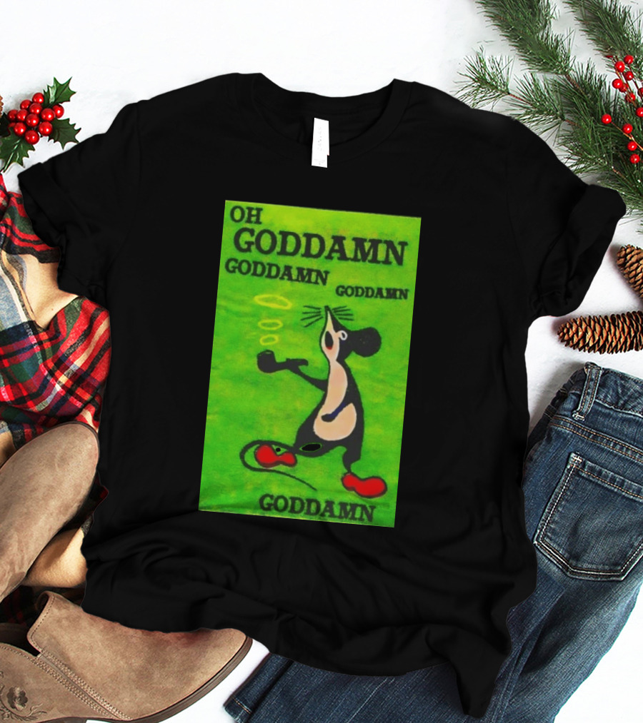 Oh Goddamn Mouse Smoking Pipe Humorous Phrase T-Shirt