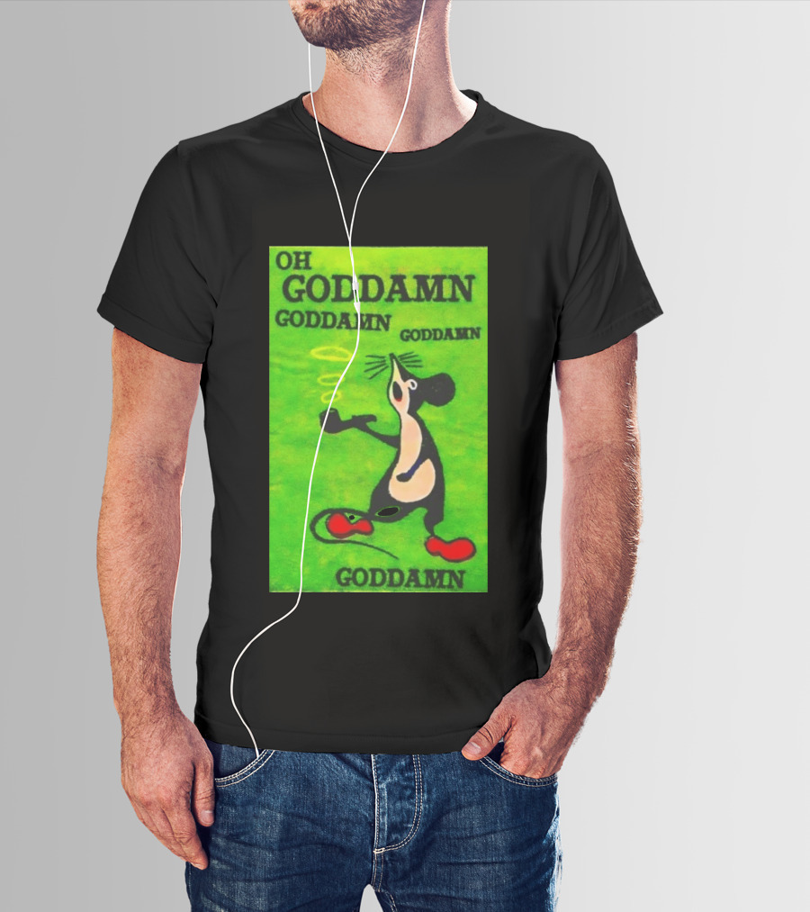 Oh Goddamn Mouse Smoking Pipe Humorous Phrase T-Shirt
