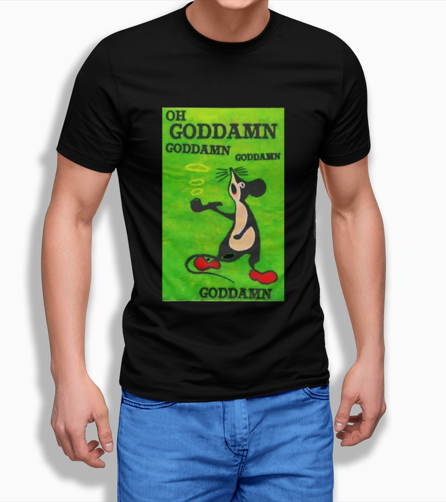 Oh Goddamn Mouse Smoking Pipe Humorous Phrase T-Shirt