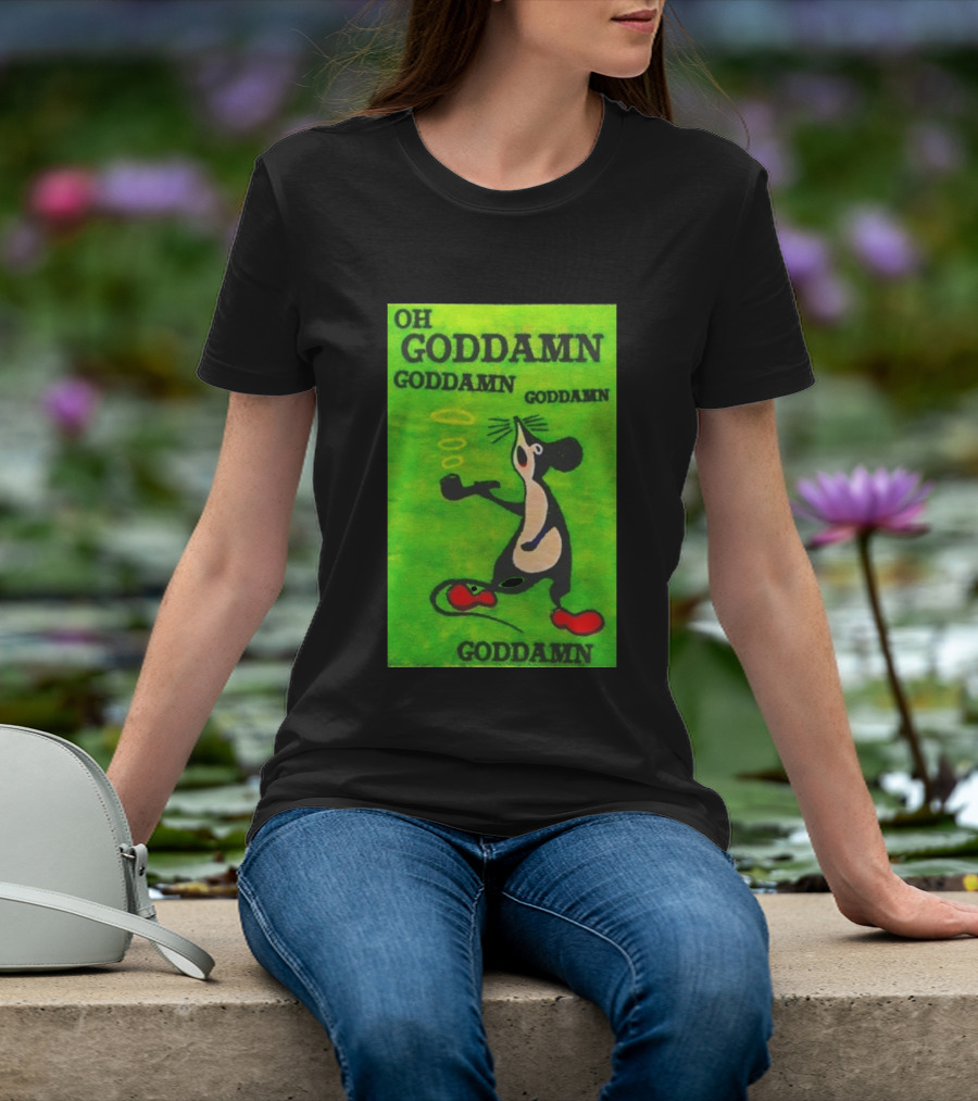 Oh Goddamn Mouse Smoking Pipe Humorous Phrase T-Shirt