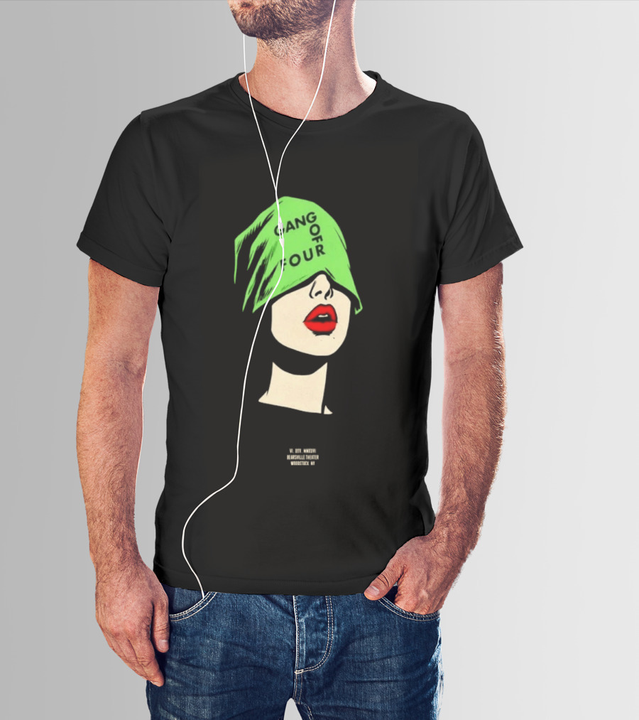 Gang Of Four June 25 2026 Woodstock NY With Green Hat And Red Lips T-Shirt