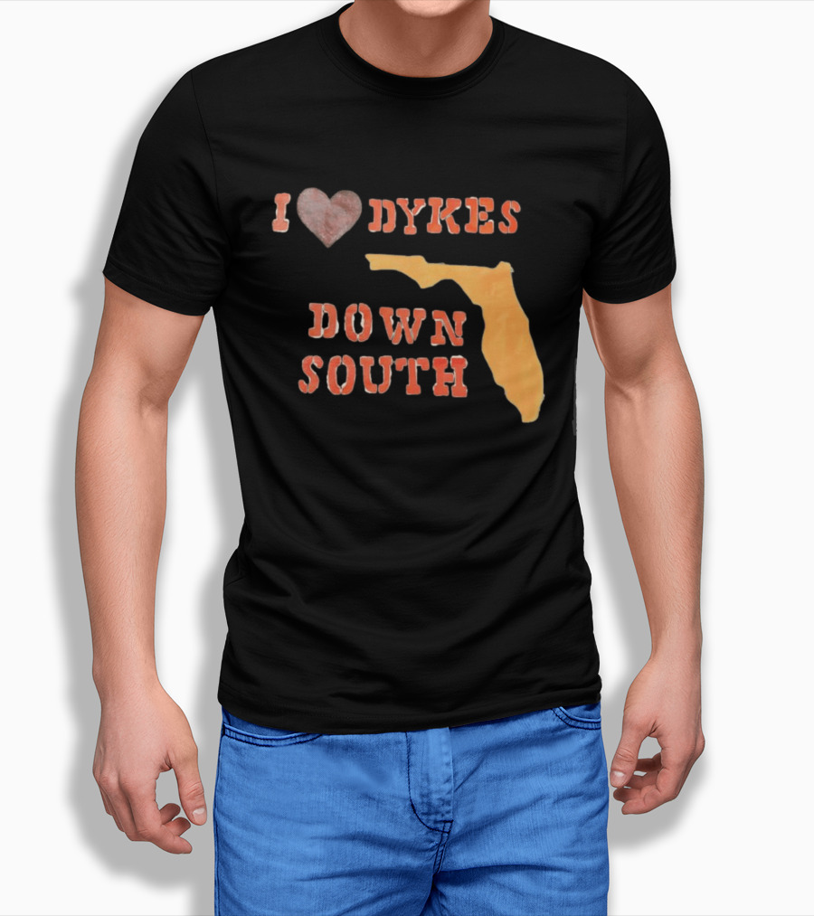 I Love Dykes Down South Florida Map T-Shirt