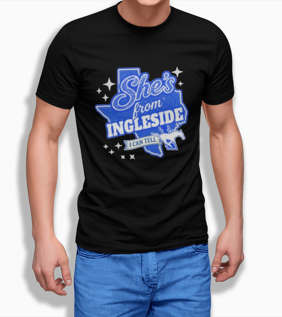 She's From Ingleside I Can Tell Texas Map Mustang T-Shirt