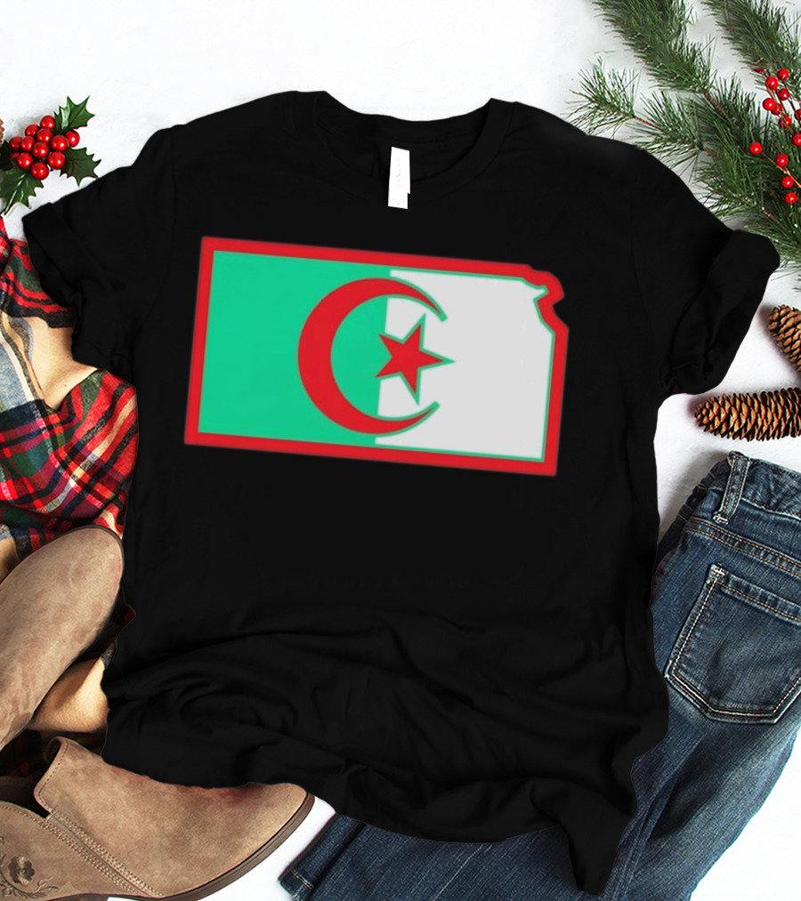 Lawrence Kansas Algeria Flag Map T-Shirt