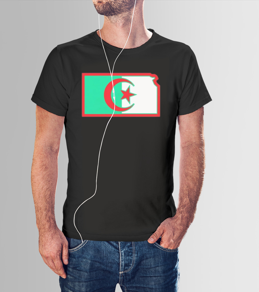 Lawrence Kansas Algeria Flag Map T-Shirt
