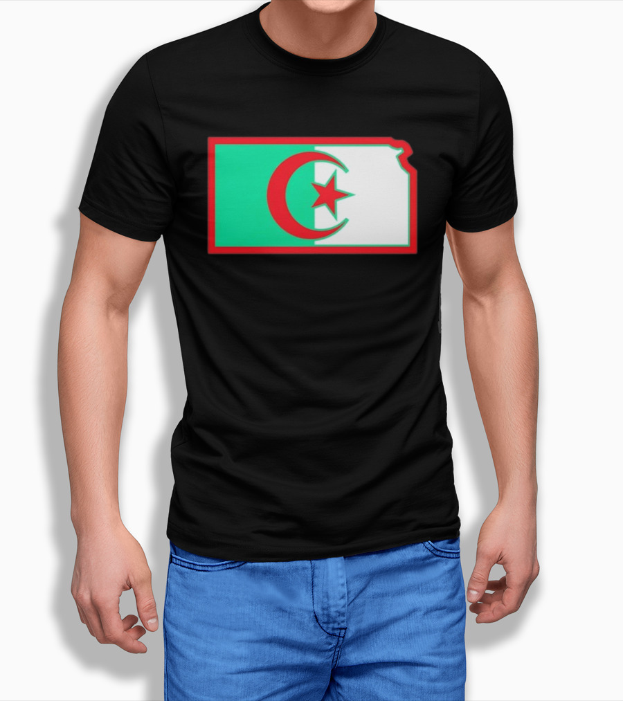Lawrence Kansas Algeria Flag Map T-Shirt