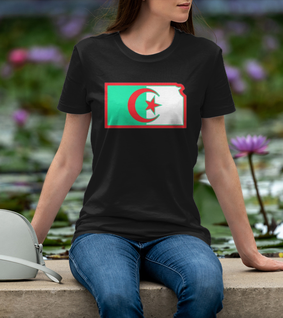 Lawrence Kansas Algeria Flag Map T-Shirt