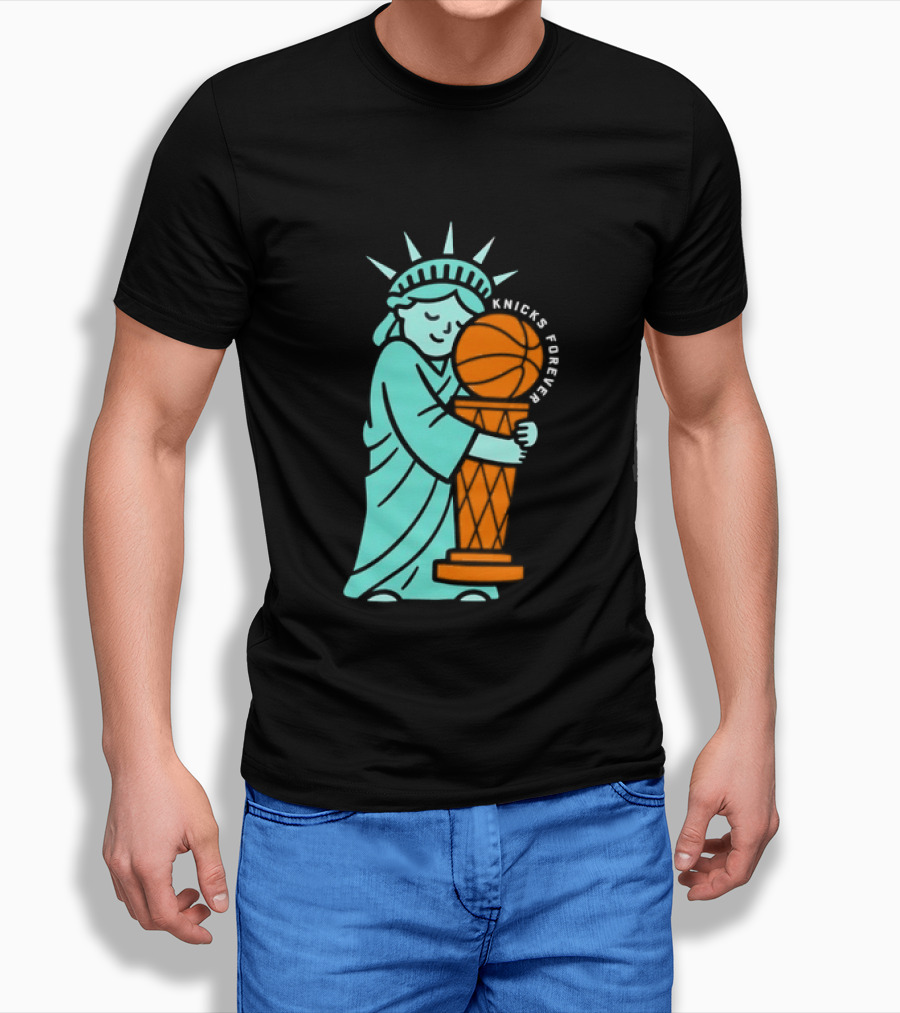 Statue Of Liberty Hug Larry O'Brien Trophy Knicks Forever T-Shirt