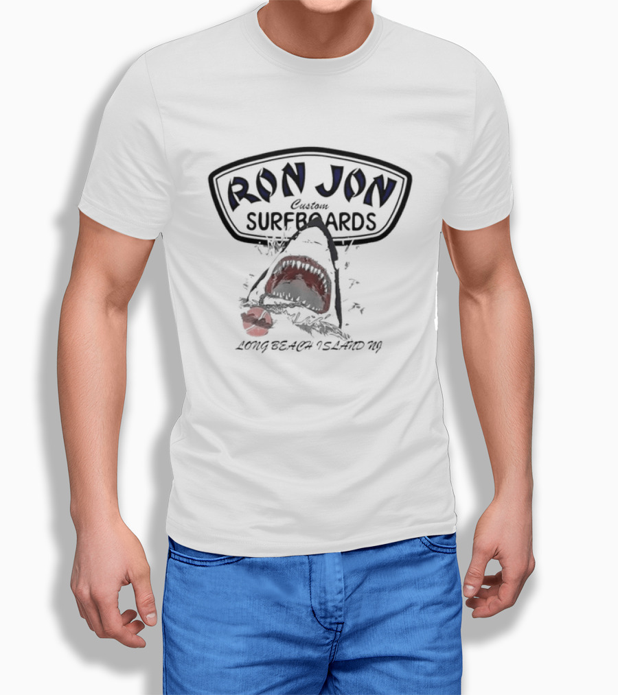 Long Beach Island NJ Ron Jon Custom Surfboards Shark Eating T-Shirt